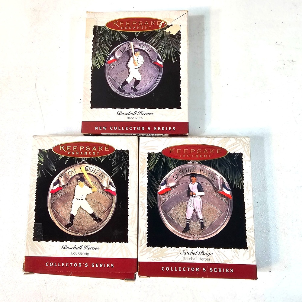 Baseball Heroes Hallmark Keepsake Ornament Ruth‎ Paige Gehrig 3"